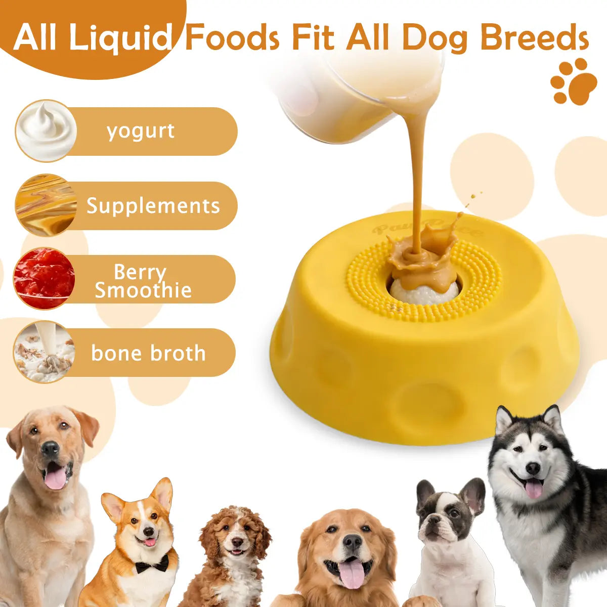Free Gift,Buy 1 Get 1-Pawpace Multi Purpose Dog Bowl,Dog Liquid Slow Feeder,Lick Bowl with Ball ,Oral Hygiene & Tongue Cleaning,8 Suction Cups,No Mess Liquid Treat Enrichment Bowl for Dogs,