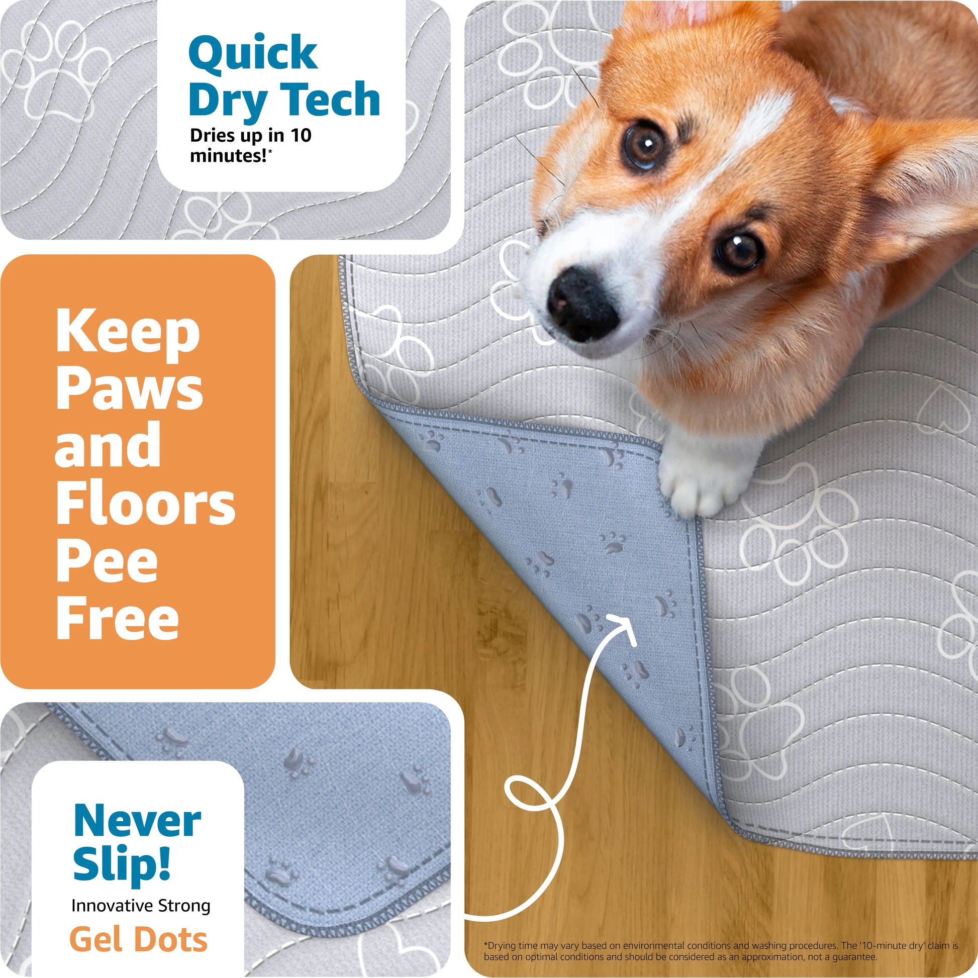 Improvia Washable Puppy Pads – Reusable Extra Absorbent Dog Training & Whelping Pads – Waterproof Floor Protection for Dogs – Made up of Polyester Blend - Leakproof Quick Drying Potty Pad - Available in 4 Sizes