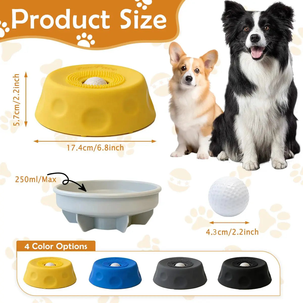 Free Gift,Buy 1 Get 1-Pawpace Multi Purpose Dog Bowl,Dog Liquid Slow Feeder,Lick Bowl with Ball ,Oral Hygiene & Tongue Cleaning,8 Suction Cups,No Mess Liquid Treat Enrichment Bowl for Dogs,