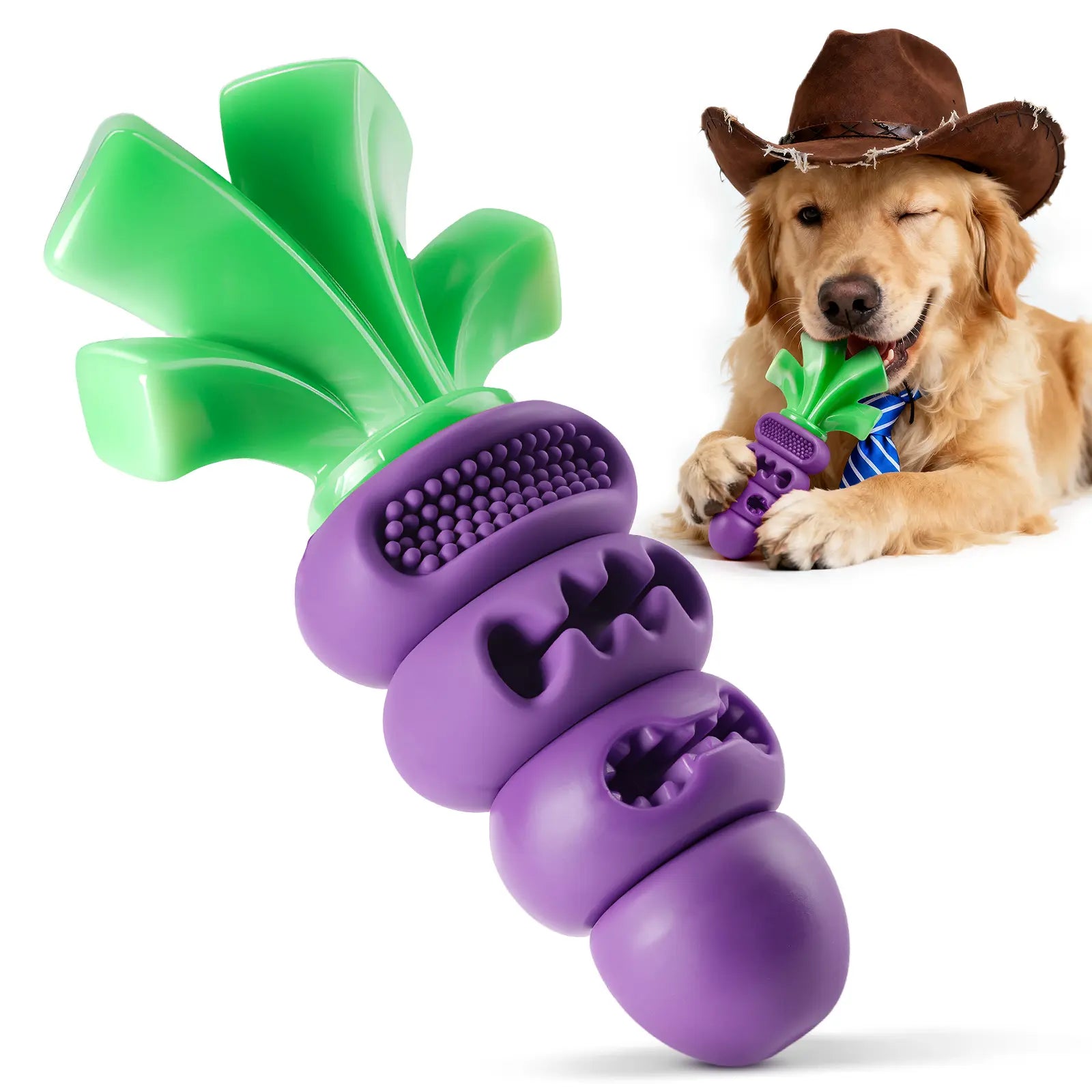 Apasiri Aggressive Chewer Dog Toys, Durable Carrot Leaf Design for Teeth Cleaning & Mental Stimulation