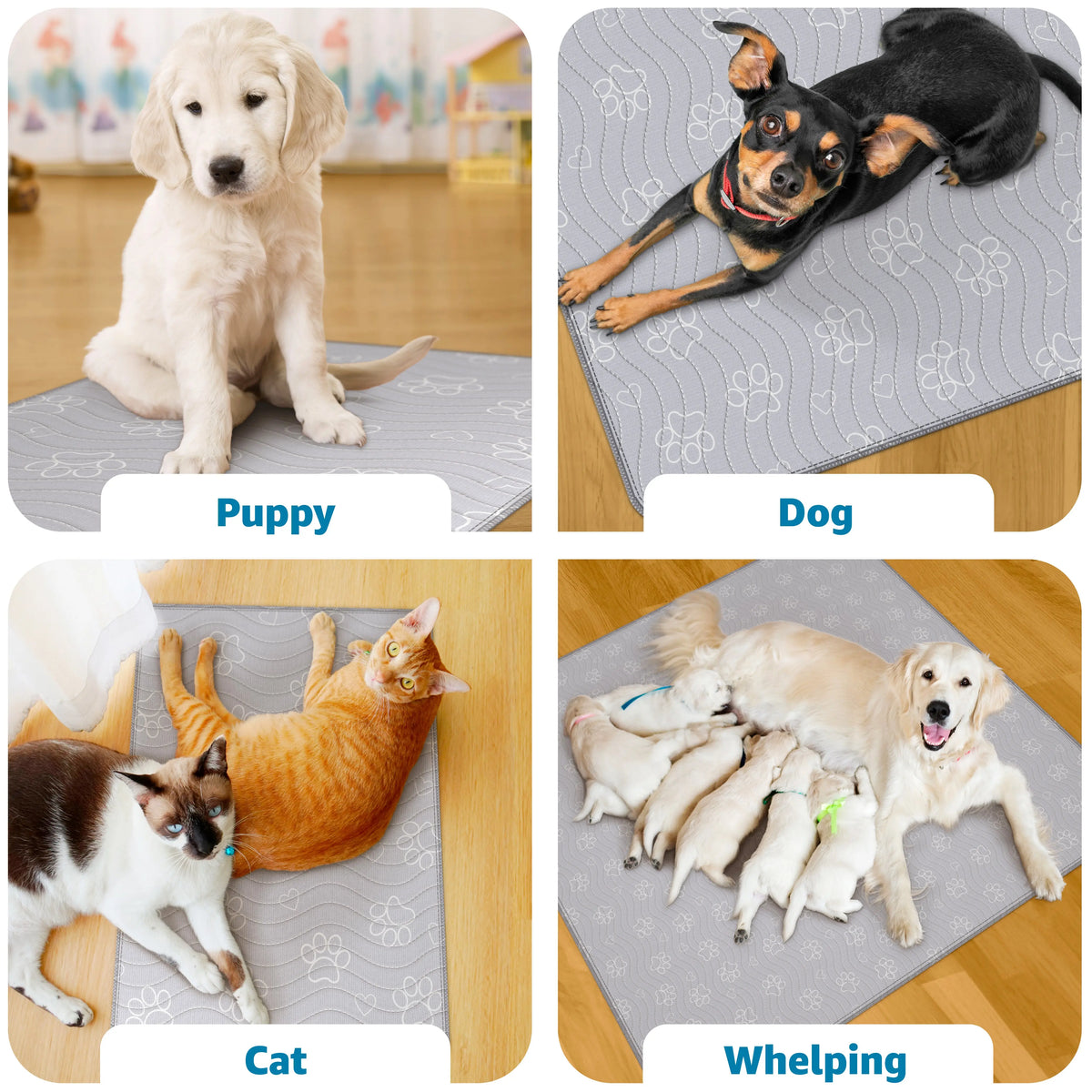 Improvia Washable Puppy Pads – Reusable Extra Absorbent Dog Training & Whelping Pads – Waterproof Floor Protection for Dogs – Made up of Polyester Blend - Leakproof Quick Drying Potty Pad - Available in 4 Sizes